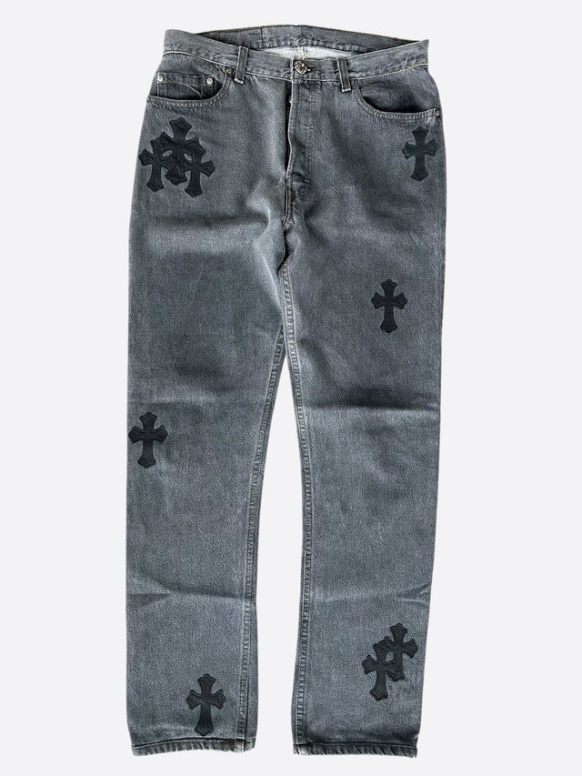Chrome Hearts cross patch jeans – Grey / Black