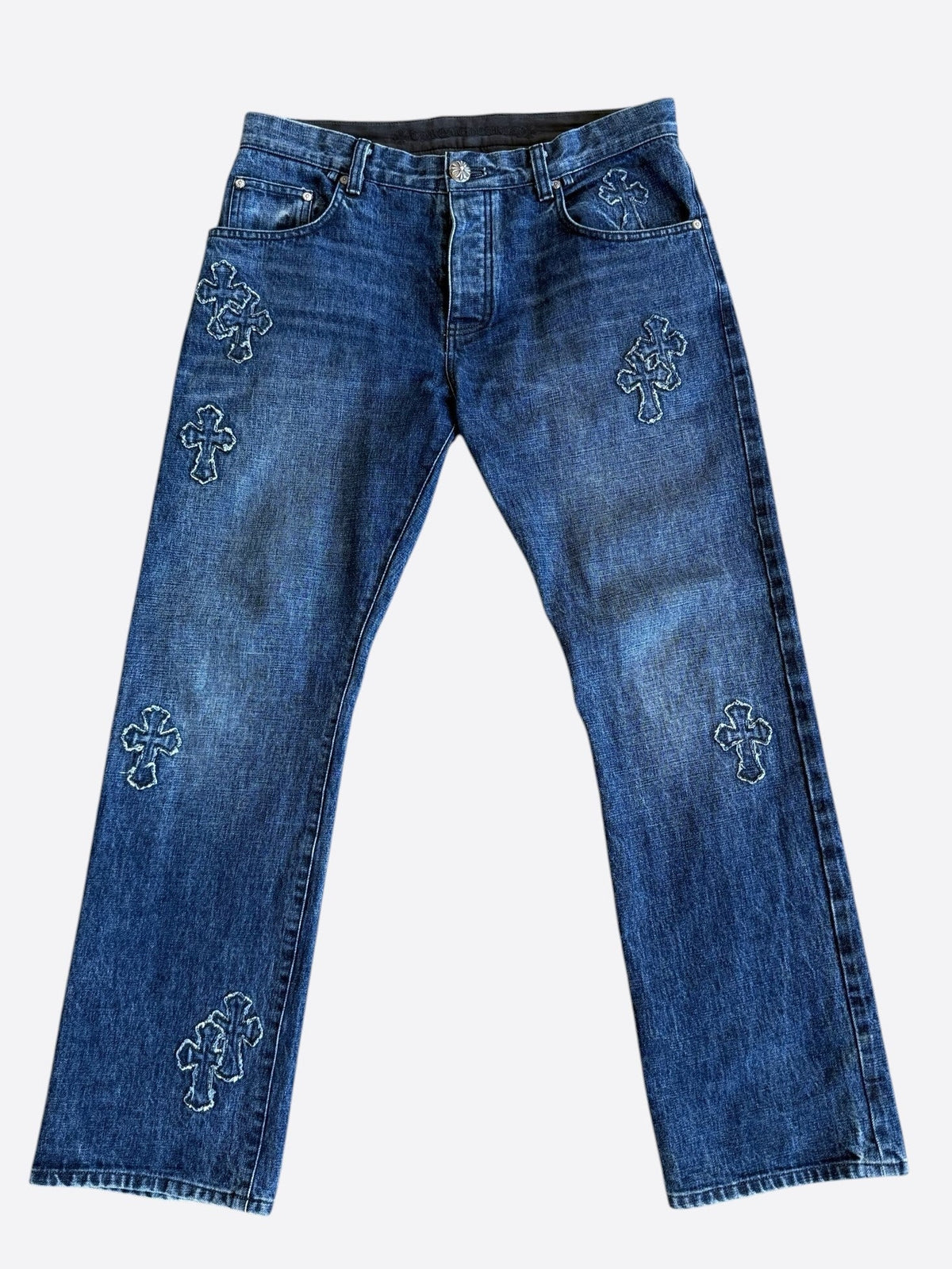 Chrome Hearts cross patch jeans – Indigo / Denim Blue