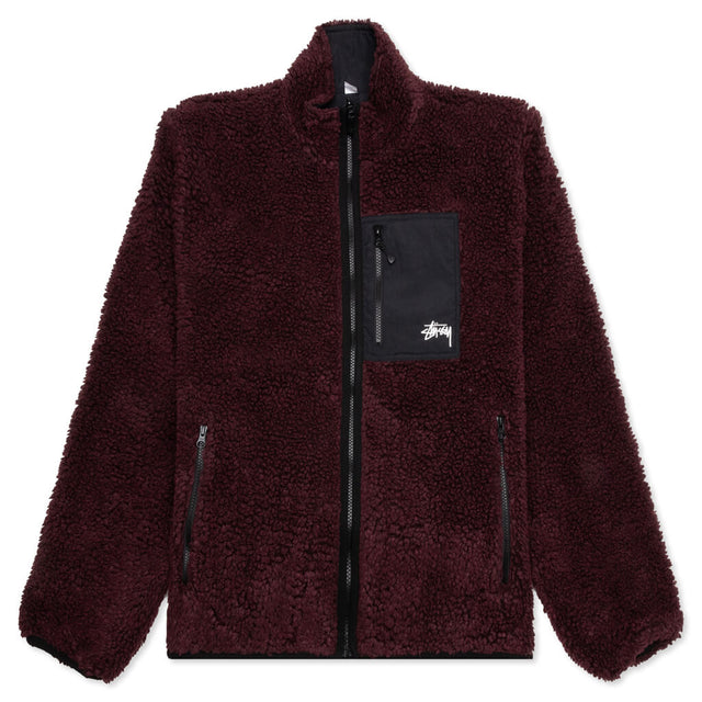 Stüssy Sherpa Reversible Jacket — Burgundy — Colour variant