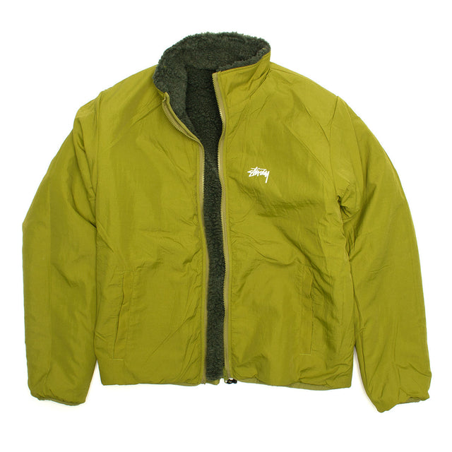 Stüssy Sherpa Reversible Jacket — Dark Green — Colour variant