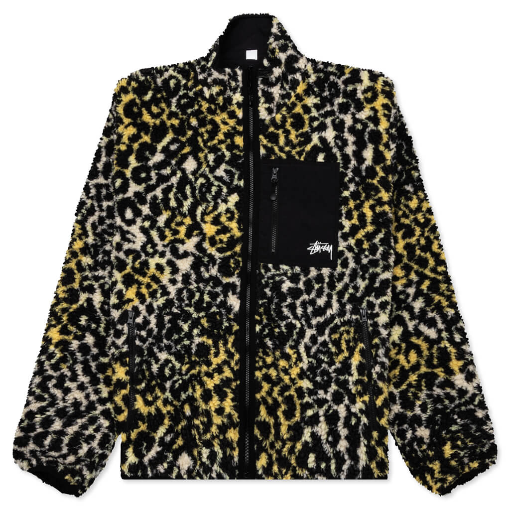 Stüssy Sherpa Reversible Jacket — Yellow Leopard — Colour variant
