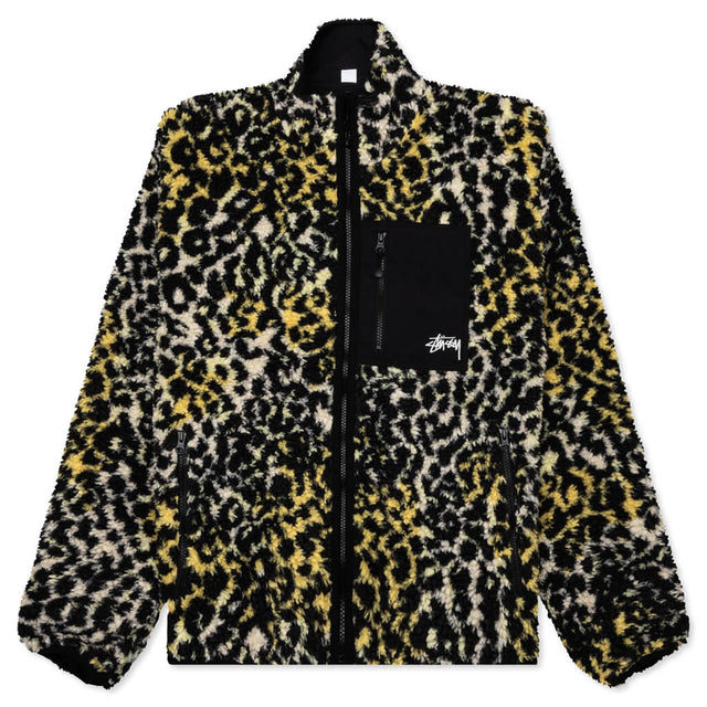 Stüssy Sherpa Reversible Jacket — Yellow Leopard — Colour variant