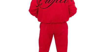 Hoodie Pullover and Pants Sweatshirt Red printed top as shown 4XL Mldrip
