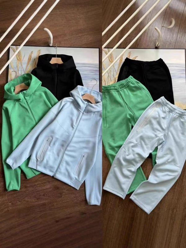 Cotton Blend Sports Hooded Jacket and Pants