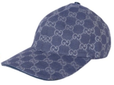 Navy GG monogram baseball cap on white background