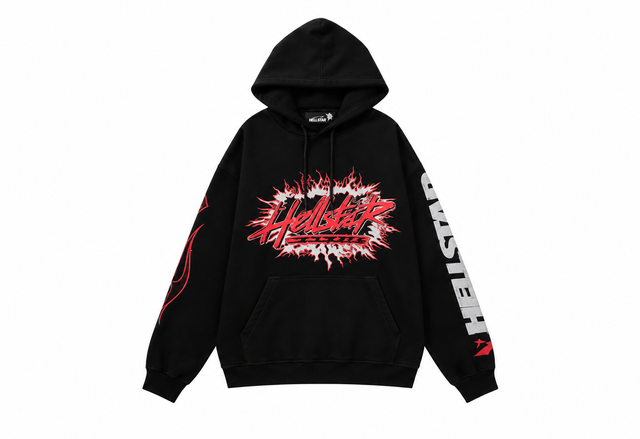 Hellstar Future Flame Black Red Hoodie