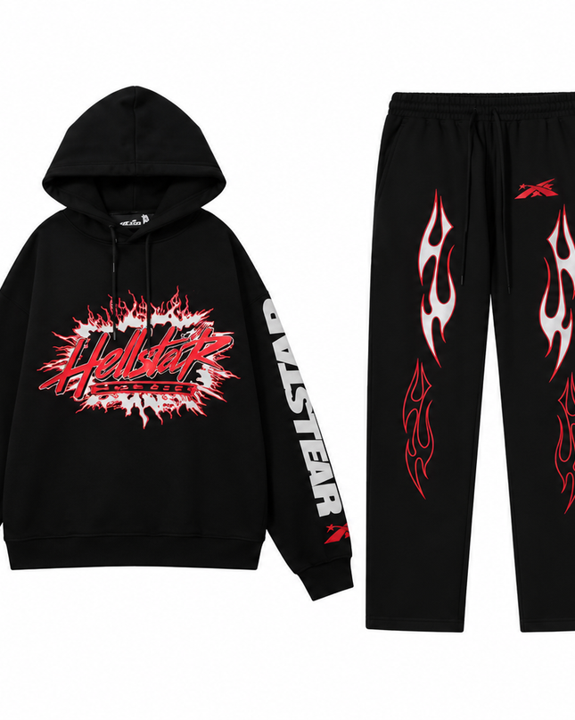 Hellstar Future Flame Black Red Full Tracksuit