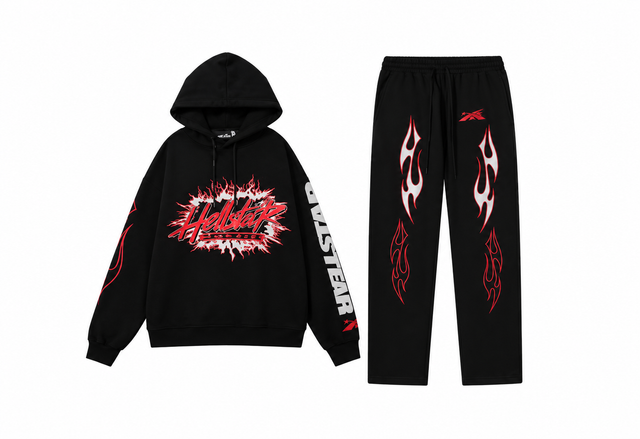Hellstar Future Flame Black Red Full Tracksuit