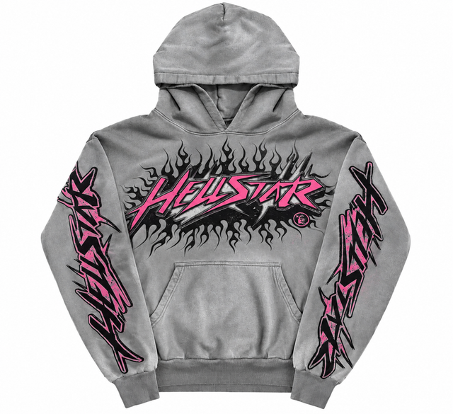 Hellstar Future Flame Grey Pink Hoodie