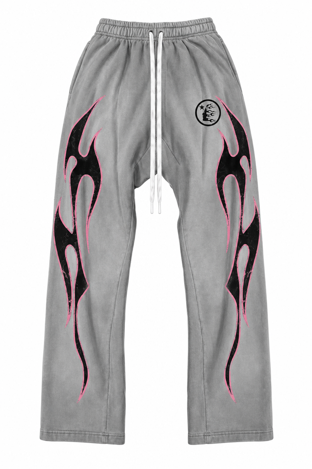 Hellstar Future Flame Grey Pink Sweatpants