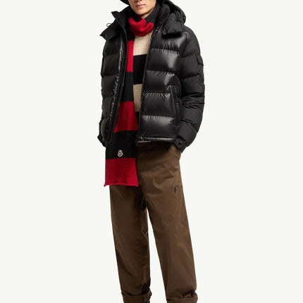 Moncler Maya hooded short down jacket in metallic black