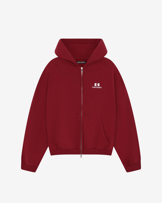 Cole Buxton Icon Zip Hoodie - Dark Red