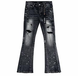 Purple Black Splatter Flare Jeans