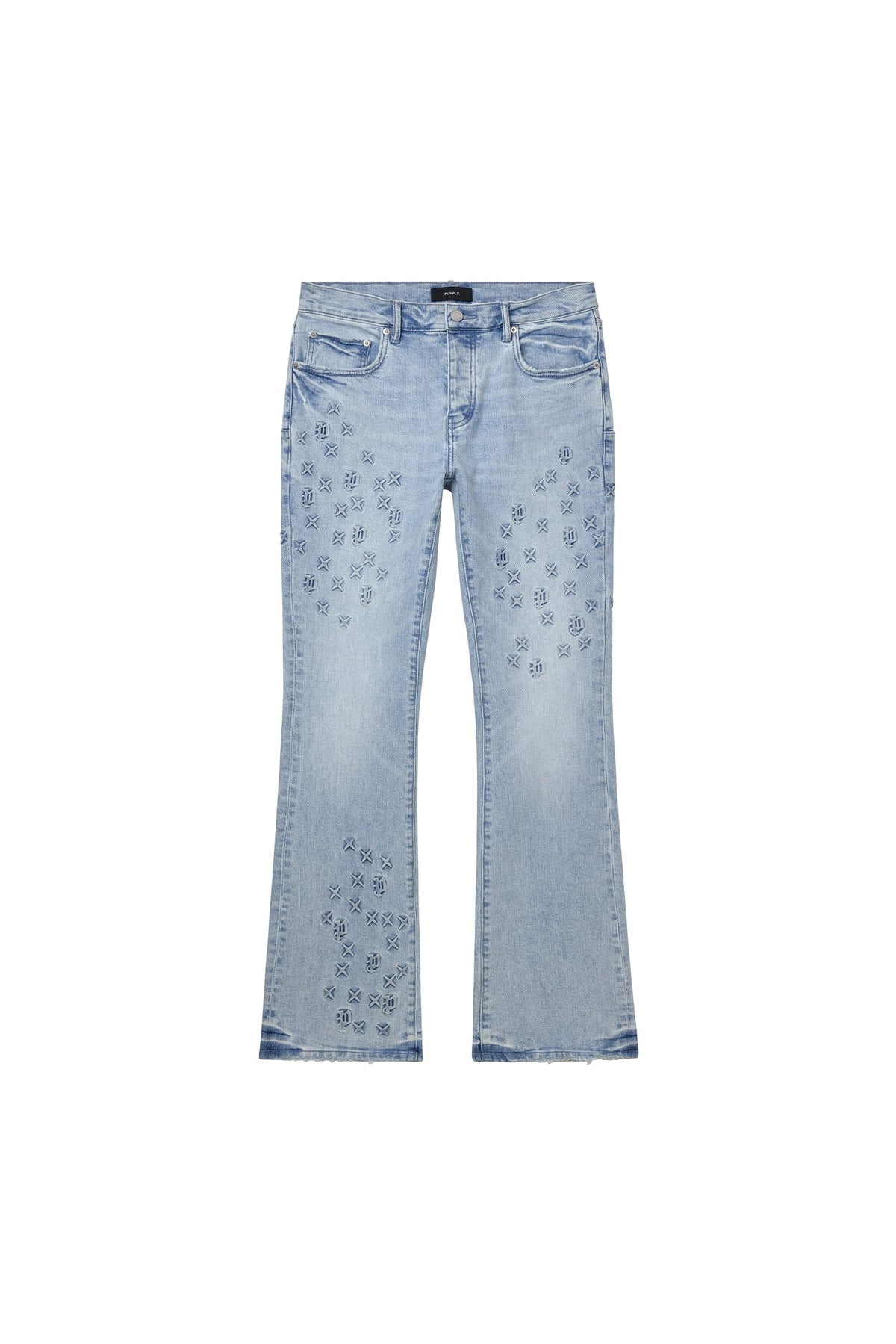 Purple P004 Monogram Embossed jeans – Light Indigo