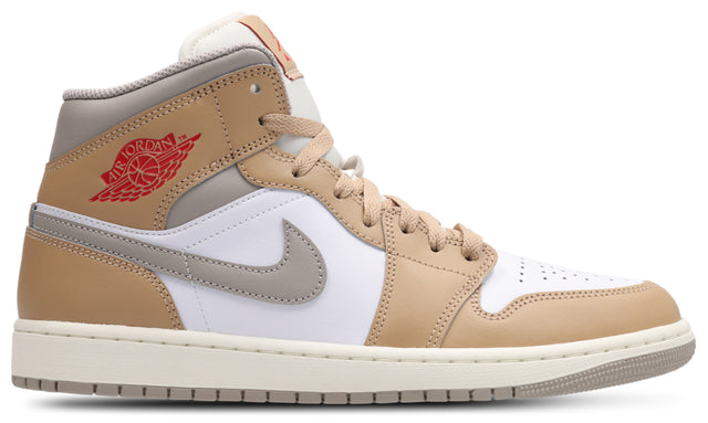Jordan AJ1 Mid - Hemp-Fire Red-White