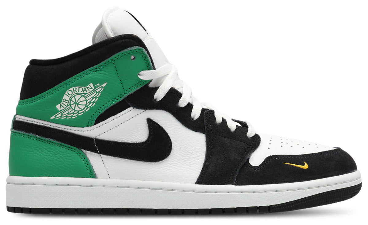 Jordan AJ1 Mid - Summit White-Black-Lucky Green