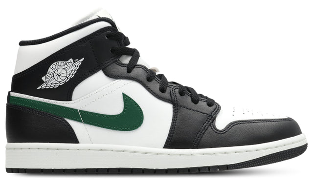 Jordan AJ1 Mid - Black-Summit White-Gorge Green