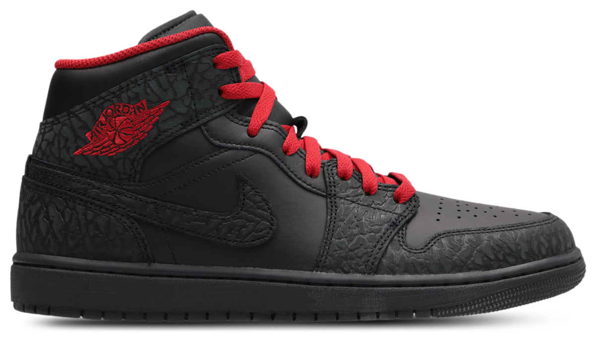 Jordan AJ1 Mid - Black-Tough Red-Black