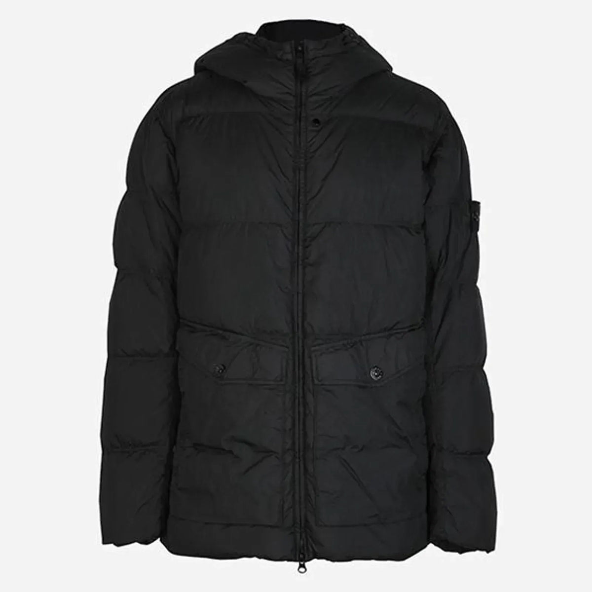 Stone Island Crinkle Reps NY Padded Hood Jacket in Black
