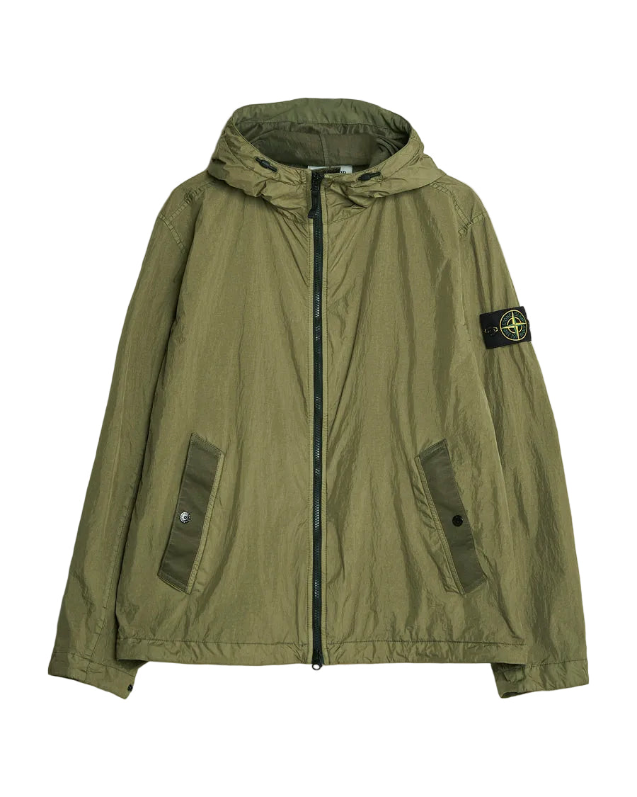 Stone Island Crinkle Reps NY Padded Hood Jacket in Military Green