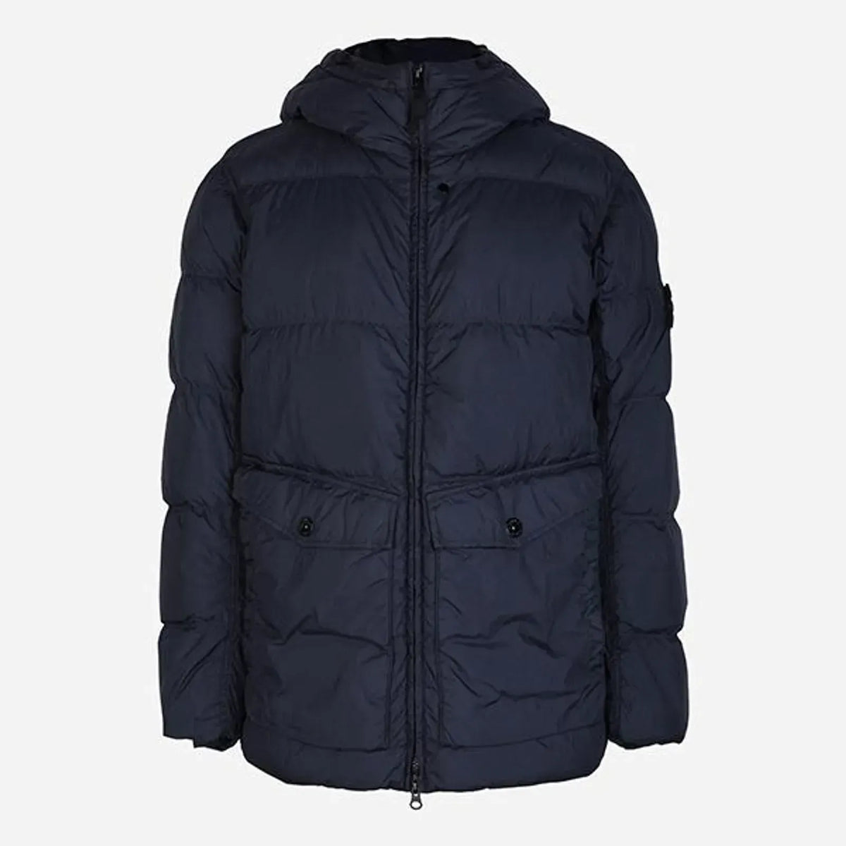 Stone Island Crinkle Reps NY Padded Hood Jacket in Navy Blue