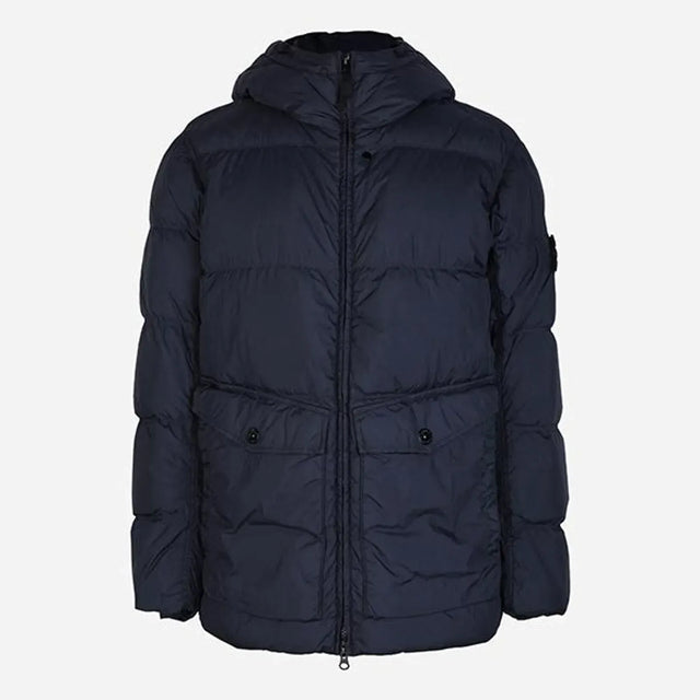 Stone Island Crinkle Reps NY Padded Hood Jacket in Navy Blue