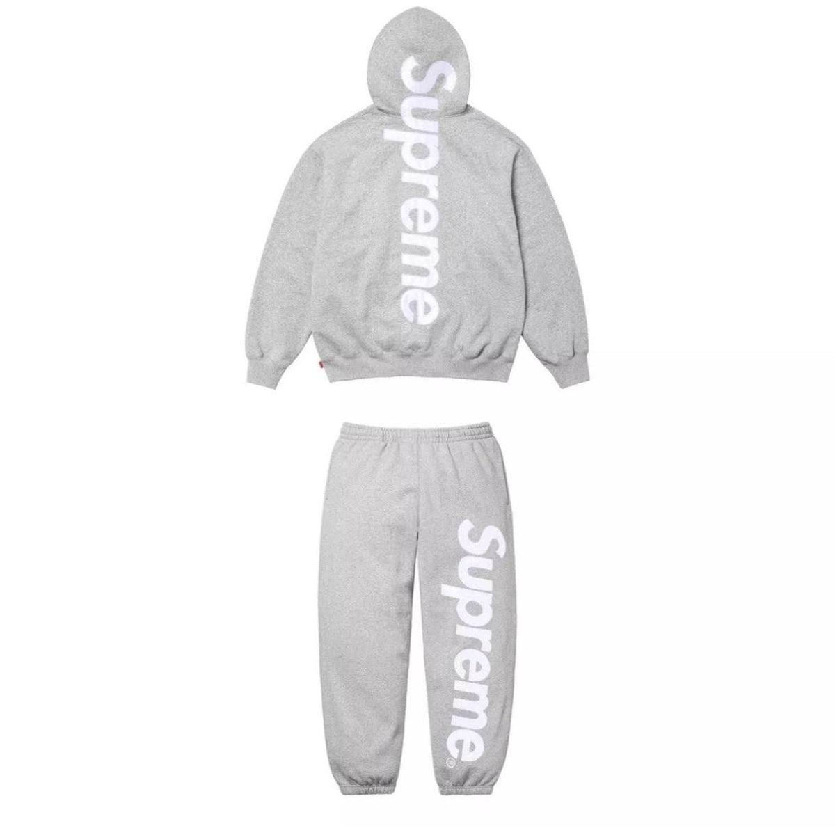 Supreme Satin Appliqué Tracksuit in Heather Grey