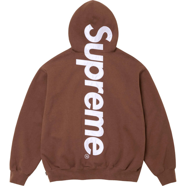 Supreme Satin Appliqué Hoodie Brown