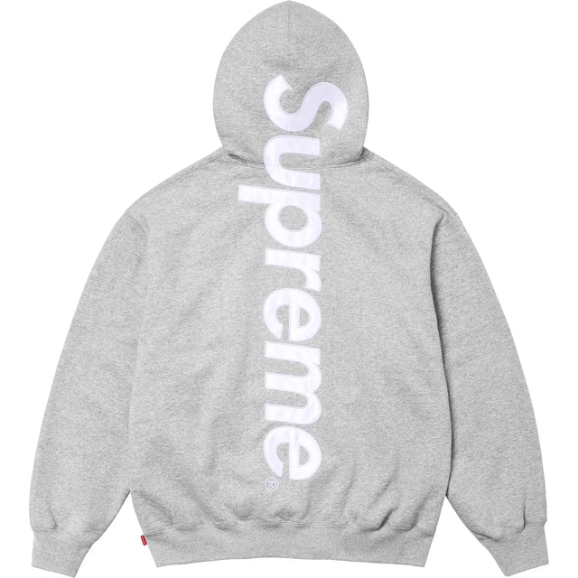 Supreme Satin Appliqué Hoodie Heather Grey