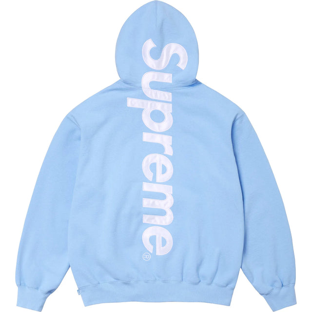 Supreme Satin Appliqué Hoodie Light Blue