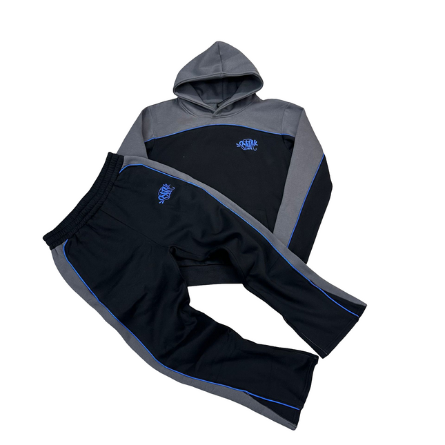 Syna World Team Pipe Tracksuit in Black, Grey and Cobalt Blue
