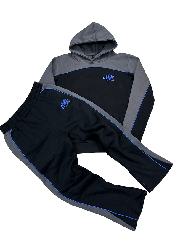 Syna World Team Pipe Tracksuit in Black, Grey and Cobalt Blue