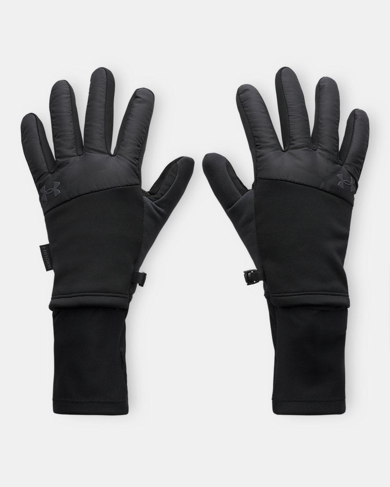 UA Storm Fleece Run gloves in Black / Reflective